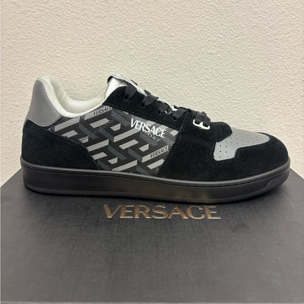Versace Black and Gray Patterned Sneakers